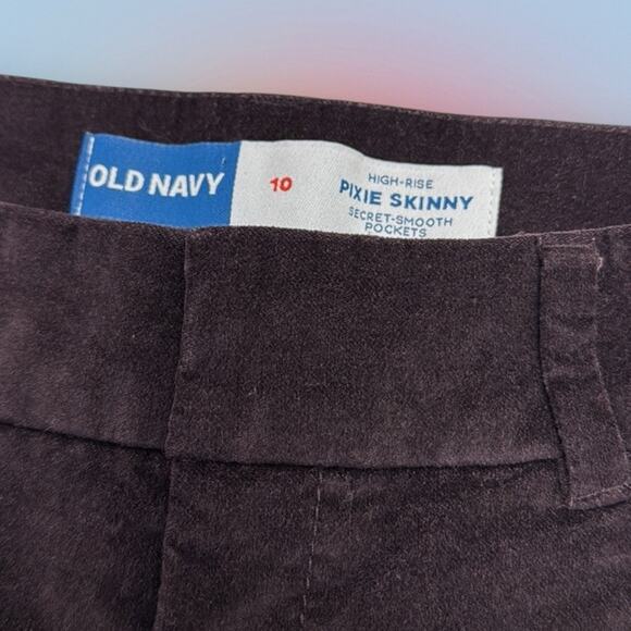 Old Navy Women’s 10 Velour PIXIE SKINNY Pants in Dark Purple - Picture 4 of 4